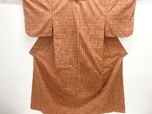 大正ロマン　格子織り出し手織り紬着物